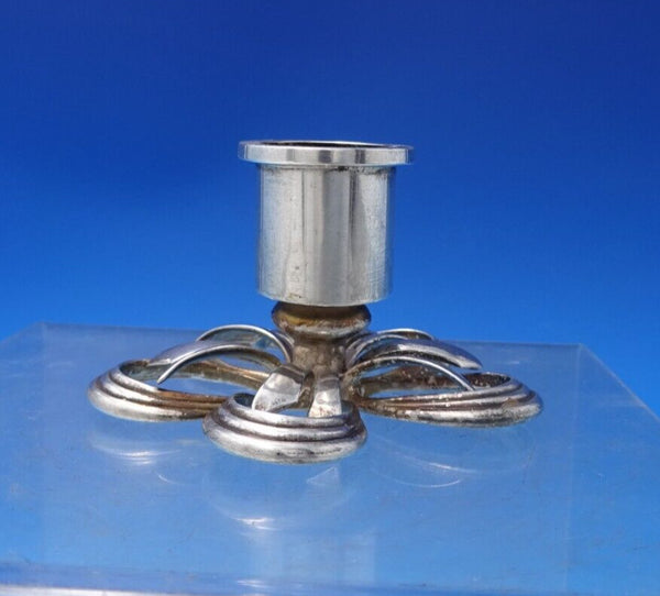 Sterling Silver Candlestick w/ Five Flower Petal Shaped Base 1 1/4" x 3" (#7166)