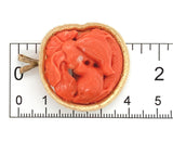 14k Yellow Gold Carved Birds Genuine Natural Coral Pin Brooch Pendant (#J7340)