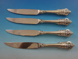 Grande Baroque Wallace Sterling Silver Steak Knife Set 4pc Custom 9 1/4" Serrate