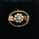 10k Retro Blue Zircon Pin Rose and Yellow Gold (#J5473)