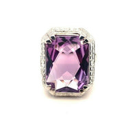 18k Gold Filigree Art Deco Large 9 Carat Genuine Natural Amethyst Ring (#J5267)