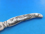Lap Over Acid Etched by Tiffany Sterling Silver Fish Knife Shells Seaweed 7 7/8"