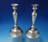 Austrian .800 Silver Candlestick Pair Hand Engraved Flowers Rococo Design #5392