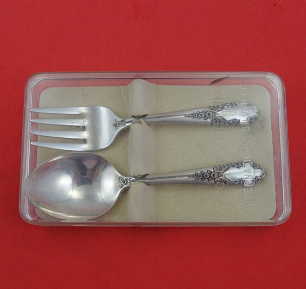 Bridal Veil by International Sterling Silver Baby Set 2pc in Fitted Box 4 1/8"