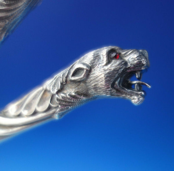 English Victorian Sterling Silver Glove stretcher Leopard w/ Garnet Eyes (#6320)