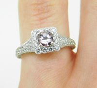 14k Gold .62ct Asscher Pink Genuine Natural Morganite and Diamond Ring (#J5102)