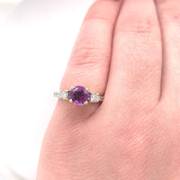14k White Gold .97ct Grape Genuine Natural Garnet and Diamond Ring (#J6150)