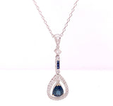 18k White Gold 1.30ct Genuine Natural Sapphire and Diamond Pendant (#4813)