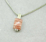 Sterling Genuine Natural Rhodochrosite Pendant 10x7.3mm Rectangular (#J5029)