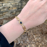 Deco Style 10k Yellow Gold Genuine Natural Black Onyx Filigree Bracelet (#J7551)