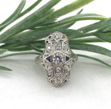 18k White Gold .44ct TW Genuine Natural Diamond Filigree Ring Size 3.75 (#J7266)