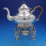 Estate Period English Sterling Silver Kettle with Wood Handle on Stand (#4140)