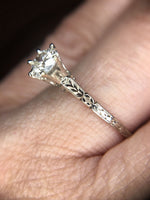 14k Yellow Gold Antique .47ct Genuine Natural Diamond Engagement Ring (#J5281)