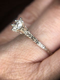 14k Yellow Gold Antique .47ct Genuine Natural Diamond Engagement Ring (#J5281)