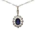 14k White Gold Genuine Natural Diamond Deco Style Pendant with Chain (#J7301)