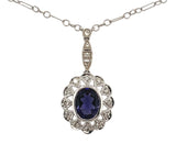 14k White Gold Genuine Natural Diamond Deco Style Pendant with Chain (#J7301)