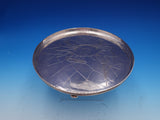 Whiting Sterling Silver Salver Tray with Large Acid Etched Crab In Net 989 #0134
