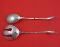 Gonzalo Moreno Mexican Sterling Silver Salad Serving Set 2pc 3-D Swan Handles 9"