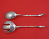 Gonzalo Moreno Mexican Sterling Silver Salad Serving Set 2pc 3-D Swan Handles 9"