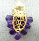 Laura Ramsey 14k Gold Briolette Genuine Natural Amethyst Grapes Pendant (#J451)