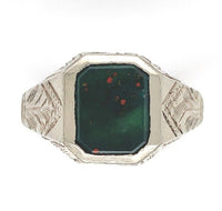 14k Gold Men's Genuine Natural Bloodstone Ring Hand Engraved Size 5.5 (#J6614)