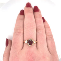 14k Yellow Gold 2.13ct Square Genuine Natural Garnet and Diamond Ring (#J6148)