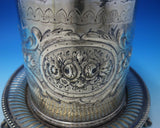 English Silverplate Biscuit Box Bead Border Claw Legs Floral Motif w/Lock #3131