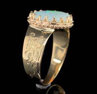 18k and 14k Yellow Gold 1.74 Carat Australian Genuine Natural Opal Ring (#J6571)
