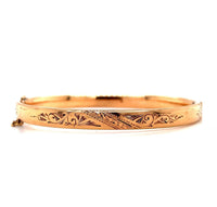 14k Yellow Gold Hand Engraved Baby Bangle Bracelet Jewelry (#J5721)