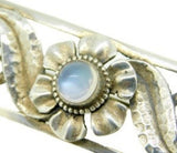 Sterling Arts and Crafts Handwrought Genuine Natural Moonstone Flower Pin #J4546