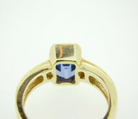 14k Yellow Gold 2.17ct Emerald Cut Genuine Natural Tanzanite Ring (#J1840)