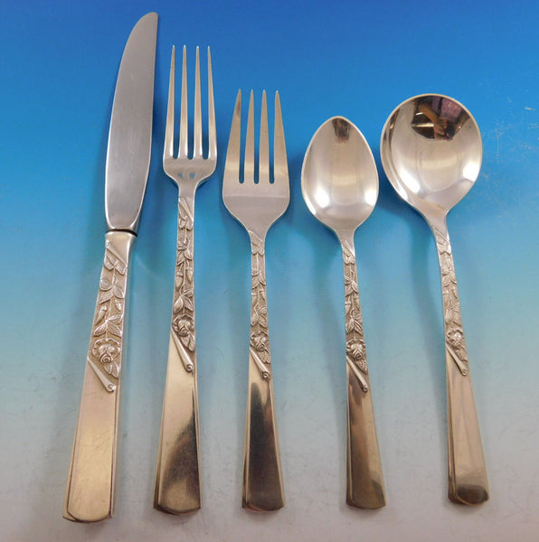 Rose Motif by Stieff Sterling Silver Flatware Set for 8 Service 45 pieces