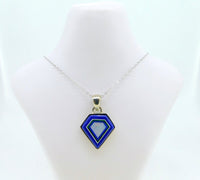 14k White Gold Genuine Natural Opal and Lapis Intarsia Pendant (#J4208)