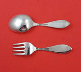 Mount Vernon by Lunt Sterling Silver Baby Set 2pc Original 3 5/8" Infant Child's