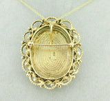 14k Yellow Gold Pendant with Hand Painted Portrait and Pearls (#J1896)