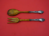 Lily by Frank Whiting Sterling Silver Salad Serving Set w/ wood 11"