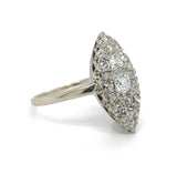 14k White Gold Marquise Shape 1 Carat TW Genuine Natural Diamond Ring (#J5449)