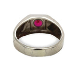 14k White Gold Men's Synthetic Lab-Created Ruby Ring Size 10.25 (#J7066)
