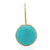 14k Gold 5.79ct TW Genuine Natural Kingman Turquoise Drop Earrings (#J6702)