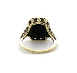 14k Yellow Gold Art Deco Filigree Genuine Natural Stone Cameo Ring (#J5412)