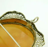 Art Deco 14k Gold Filigree Full Figure Genuine Natural Shell Cameo Pin (#J4359)