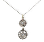 14k White Gold Genuine Natural Diamond Round Drop Pendant Lavaliere (#J7107)