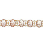 14k Yellow Gold Genuine Natural Shell Cameo Bracelet with Carved Roses (#J6895)