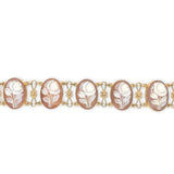 14k Yellow Gold Genuine Natural Shell Cameo Bracelet with Carved Roses (#J6895)