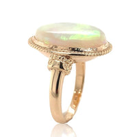 14k Yellow Gold Large 7 Carat Genuine Natural Australian Opal Ring (#J6785)