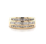 10k Yellow Gold Three Row Genuine Natural Diamond Band 1/2ct Total Weight #J5590