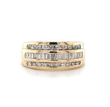 10k Yellow Gold Three Row Genuine Natural Diamond Band 1/2ct Total Weight #J5590