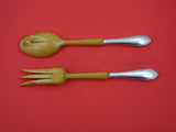 Adams by Frank Whiting Sterling Silver Salad Serving Set w/ wood 11 1/4"