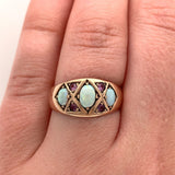 Victorian Opal 10k Yellow Gold Ring Jewelry with Purple Paste Stones (#J5941)