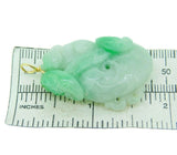 14k Yellow Gold Grade A Carved Jade Pendant Jadeite with Report (#J4596)